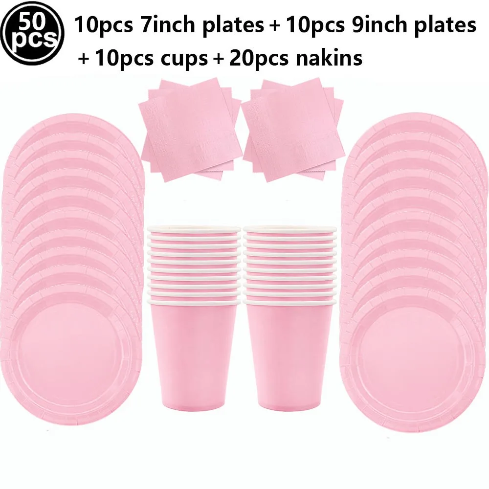 

Одноразовая посуда PartiesTour светло-розовый набор