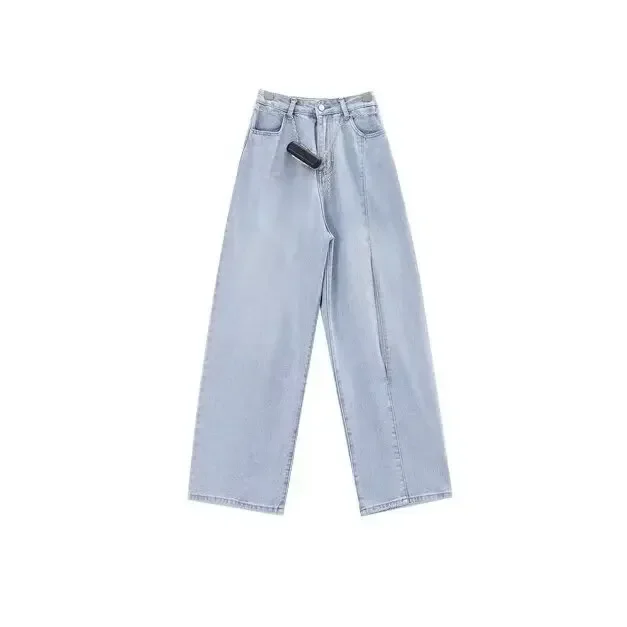 Женские свободные джинсы с завышенной талией повседневные рваные и широкими