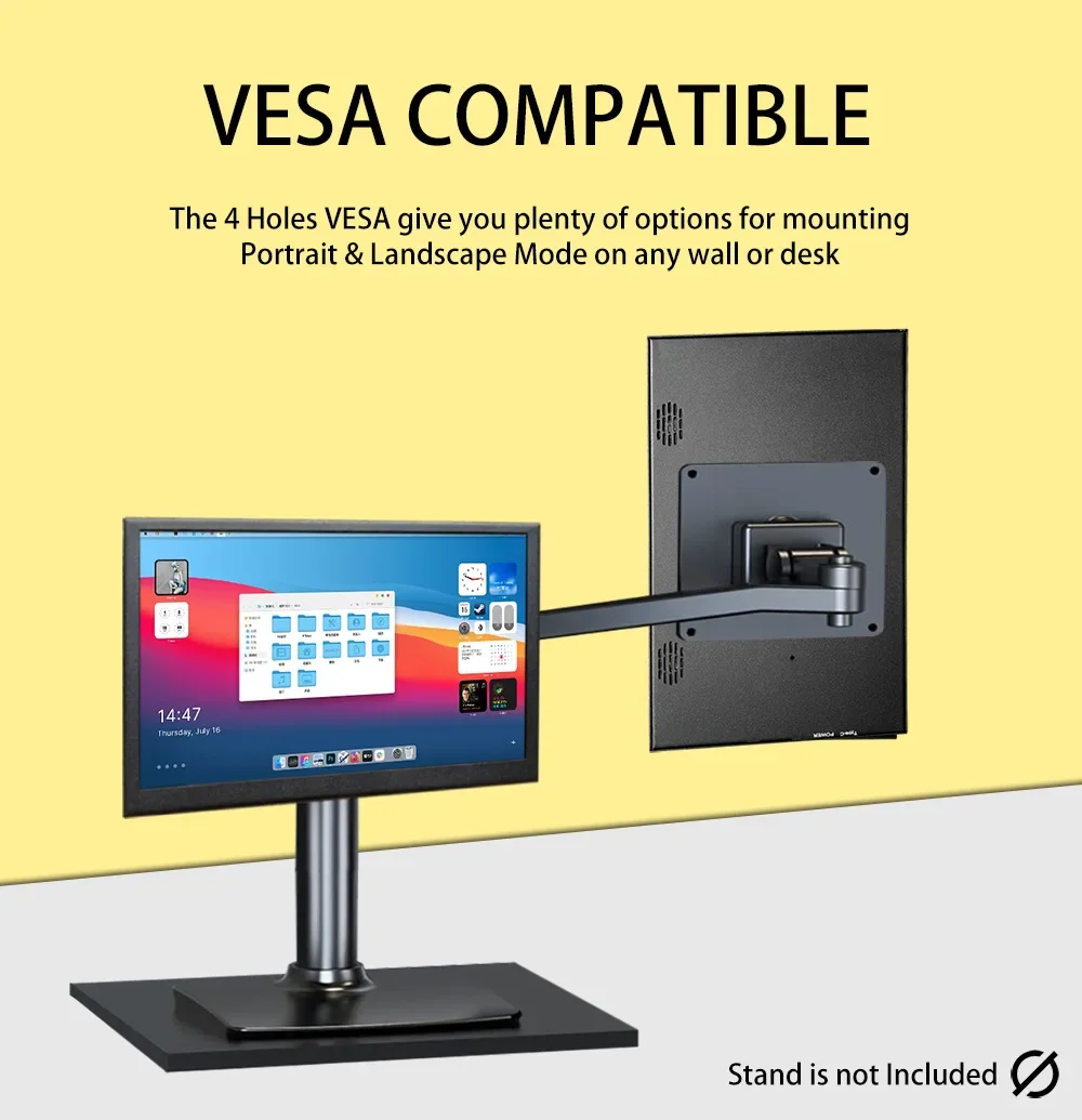 Мини USB C монитор LESOWN с широким ЖК-сенсорным экраном 7 дюймов IPS 1024x600 HDMI динамиками