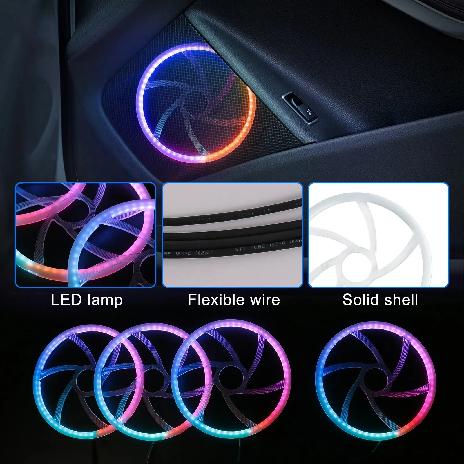 Фото 22-в-1 Премиальная автомобильная светодиодная подсветка салона RGB Symphony с режимом Welcome, управлением через приложение, улучшенным визуальным эффектом и 64 цветами №3