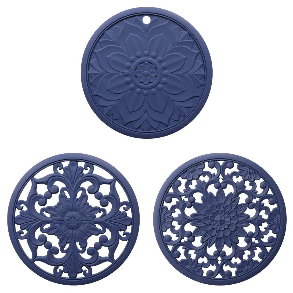 

3 шт./компл. коврик для горячего горшка, силиконовый полый коврик для кухонного горшка, нескользящий коврик для сковородок