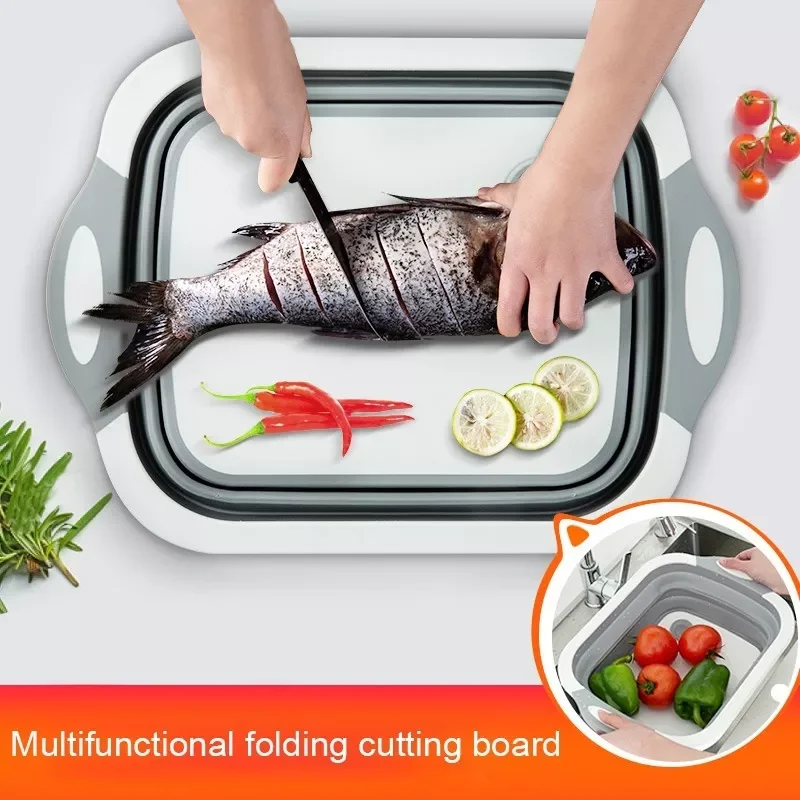 

Collapsible Cutting Board Dish Tub 3 In 1 Folding Sink Drain Basket Travel Outdoor Camp Portable Basins #1
