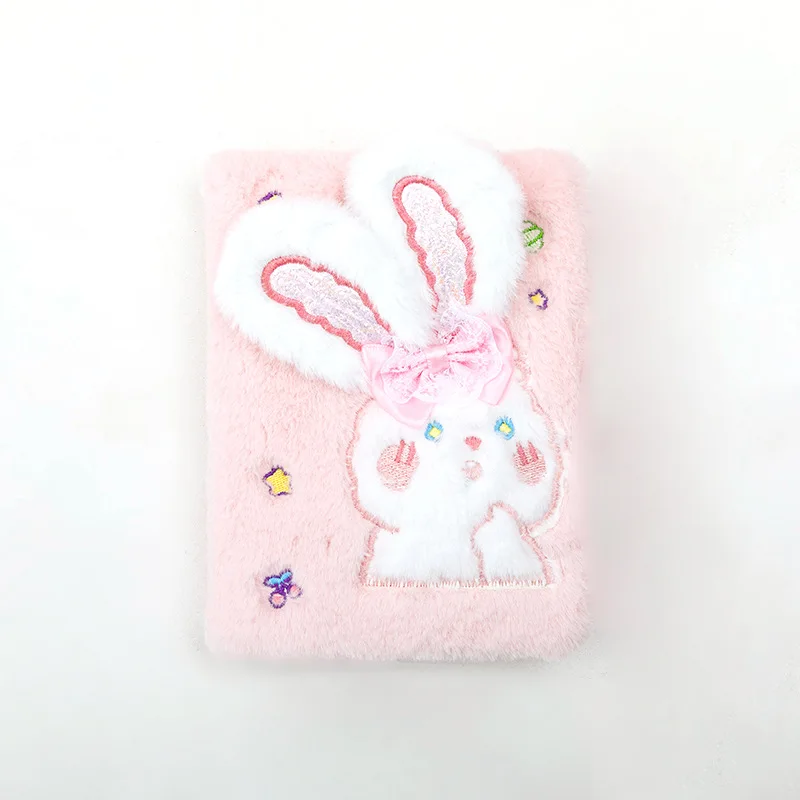 

Cartoon Plush Rabbit Notebook Girl Heart Hand Account Book Creative Big Eared Rabbit Pinch Pinch Line Diary Student Stationery