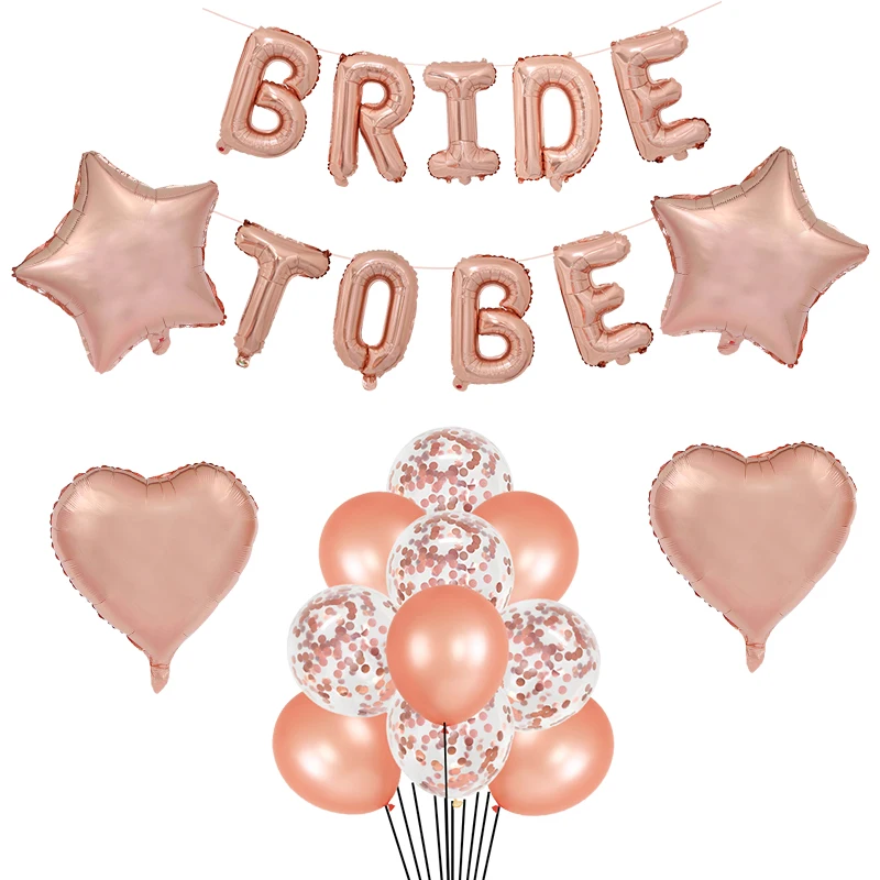 

Rose Gold Bride To Be Letter Foil Balloon Confetti Latex Balloons for Wedding Bridal Shower Hen Night Bachelorette Party Decor