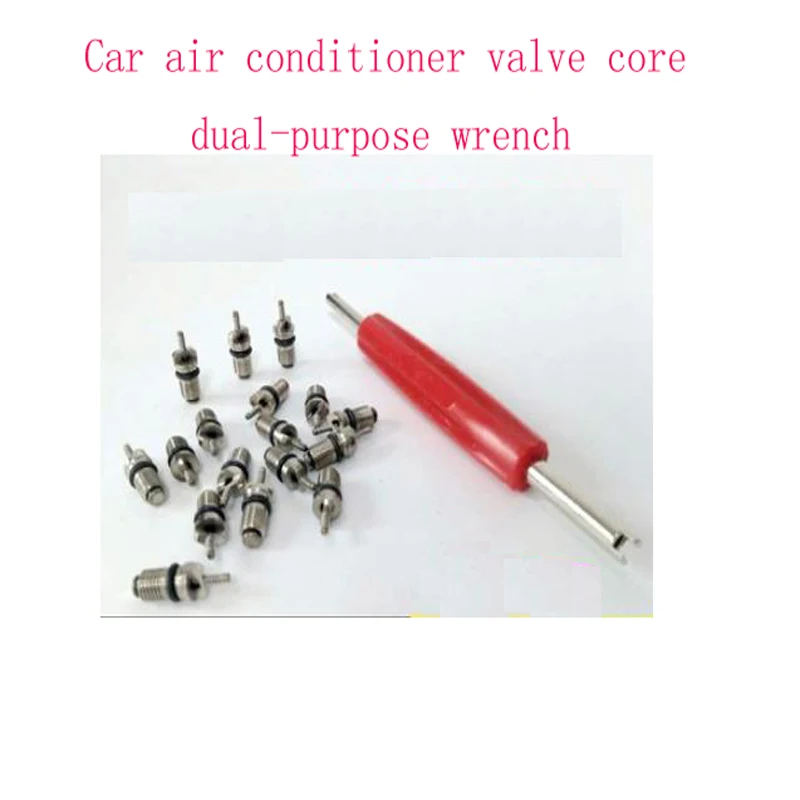 

Car Air Conditioning Valve Core r134a Valve Needle Wrench Plus 10PCS Gas Nozzle Quick Exhaust Valve High Pressure Gas Core Key