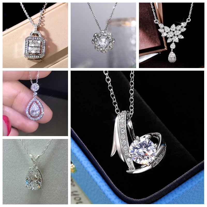 

Creative Charm Silver Color Heart Drop Necklace Clavicle Chain Women Fashion Jewelry Shine Pendant Choker