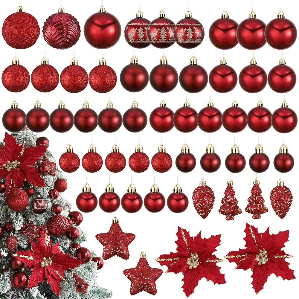 Украшения для дома в виде рождественских шаров 53 шт