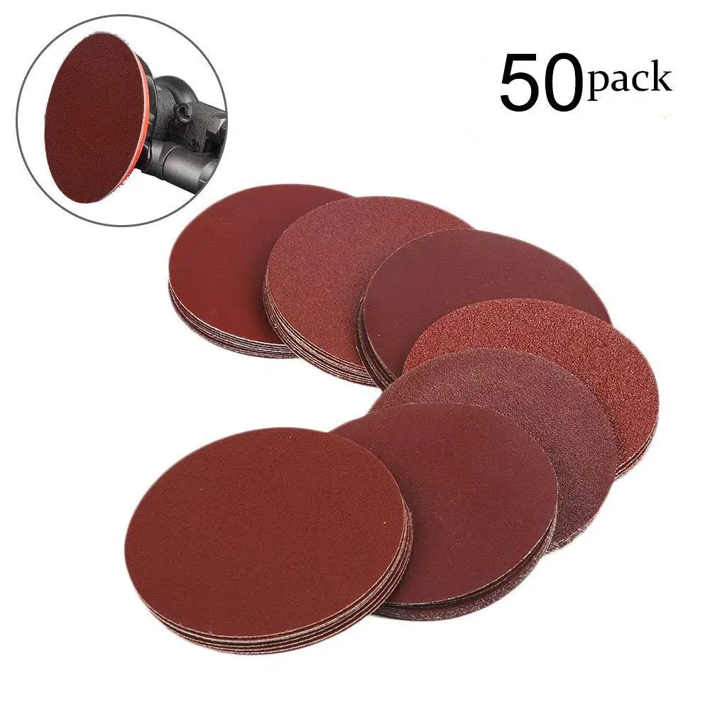 5 Inch Sanding Discs NO-Hole Hook and Loop 40 60 80 100 120 Grit Sandpaper Aluminum Oxide Random Orbital Sander Pads (50-Pack)