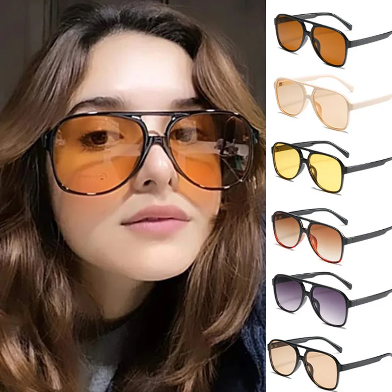 

Women Fashion Sunglasses AC/PC Shades Goggles High Quality Square Sun Glasses UV400 Outdoor Vintage Summer Oversized Eyewear
