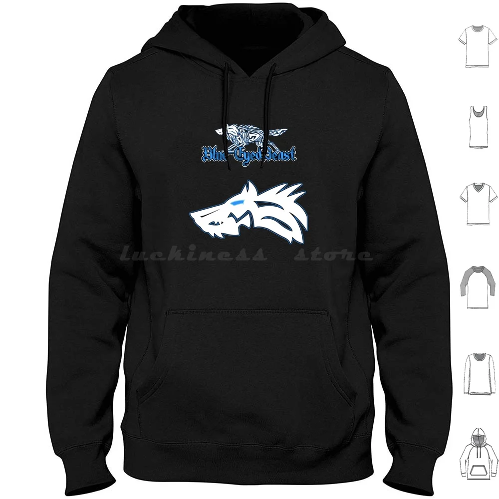 

Blue-Eyed Beast Hoodies Long Sleeve Wolf White Wolf Beast