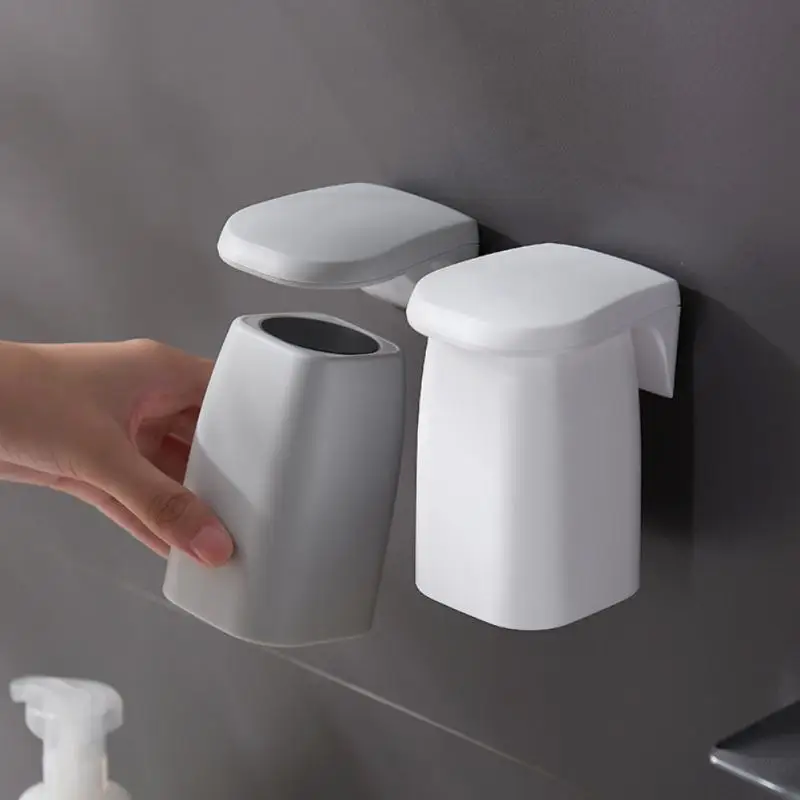 

Anti-dust Bathroom Supplies Magnetic No Punching Toothbrush Cup Holder Mouthwash Cup Storage Box Toothbrush Cup Organizer