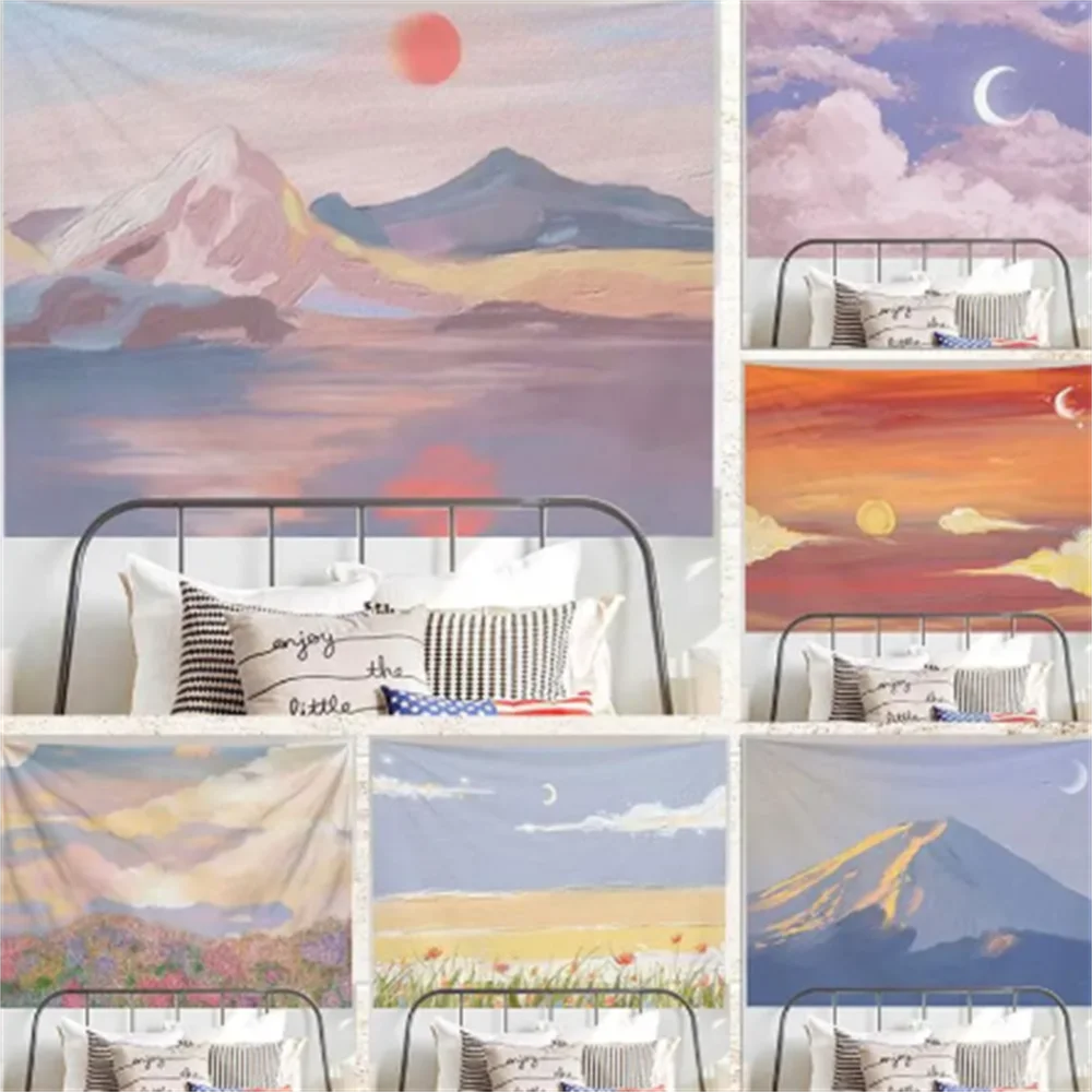 

Tapestry wall hanging bedroom decoration oil painting landscape tapestry living room bedroom accommodation wall decoration