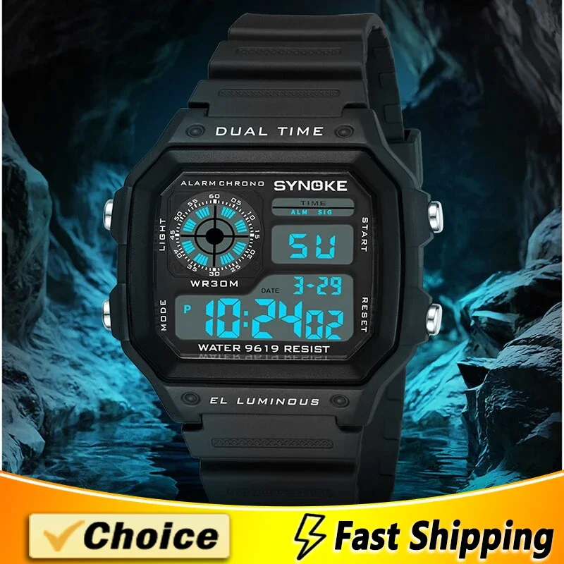 Часы наручные SYNOKE мужские электронные цифровые спортивные светящиеся