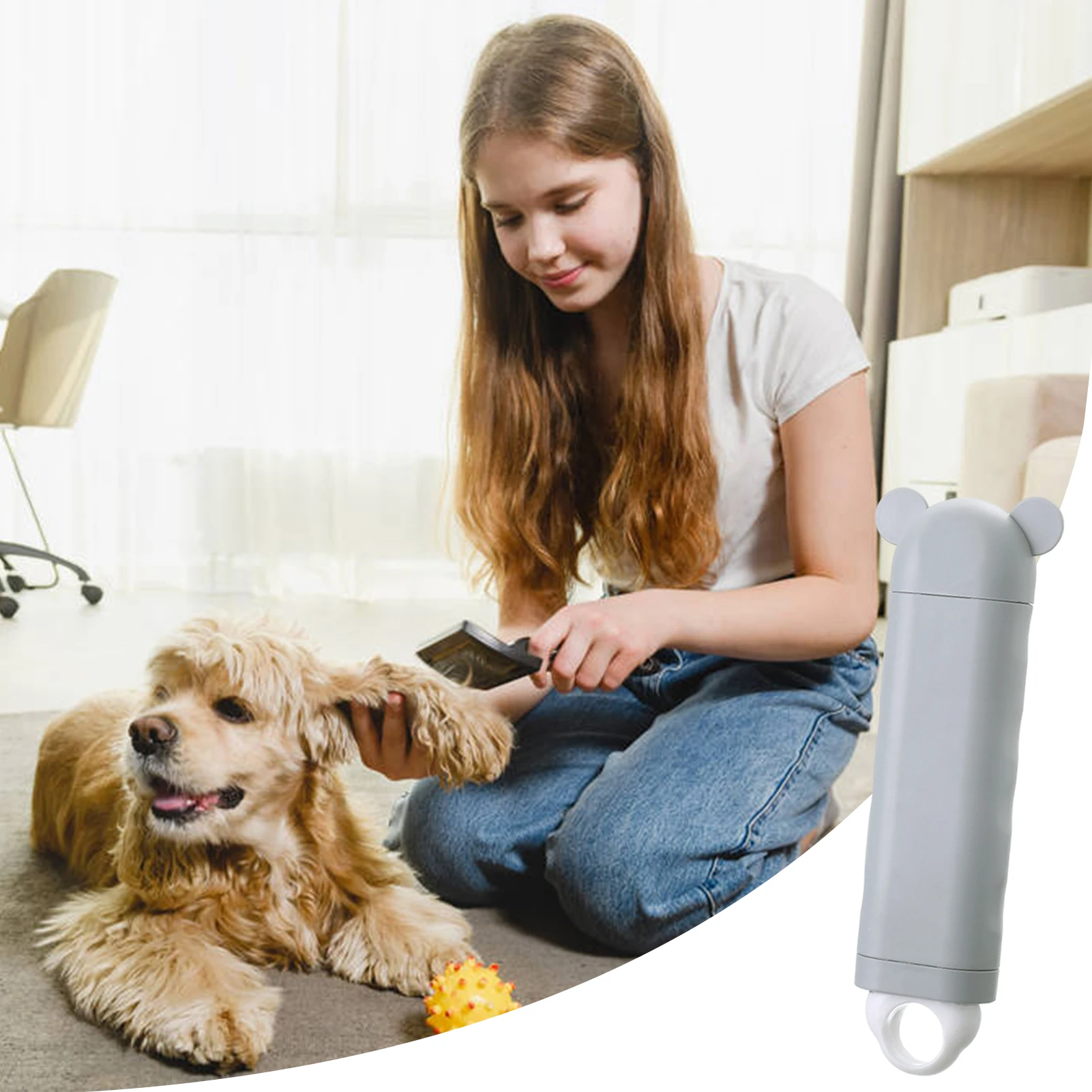 

Pet Hair Removal Tool Cute Reusable Dog Hair Remover Roller For Dog And Cat -ing Hole Design Self-Cleaning Dog Grooming Supplies