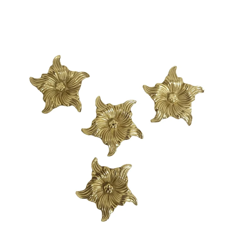 

Modern Brass Flower Drawer Cabinet Door Knob Storage Box Handle Star Shaped Decoration Full Copper Bathroom Cabinet Door Pulls