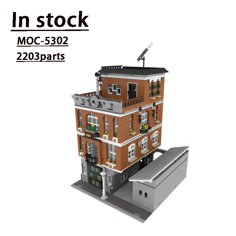 

MOC-5302 City Street View Citi Club with Dark Alley Assembly Stitch Building Model • 2203 Parts Kids Birthday Toy Custom Gift