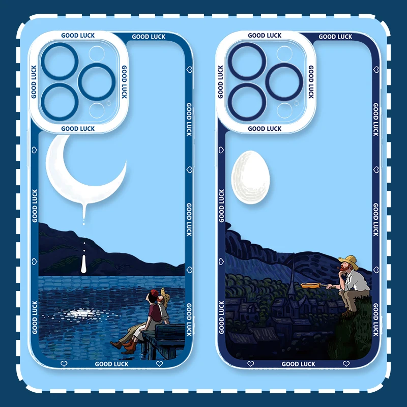 Чехол для iPhone 16 Pro Max 15 14 Plus 13 12 11 XR XS X 8 7 SE 2020 Van Gogh Художественная Роспись Прозрачный