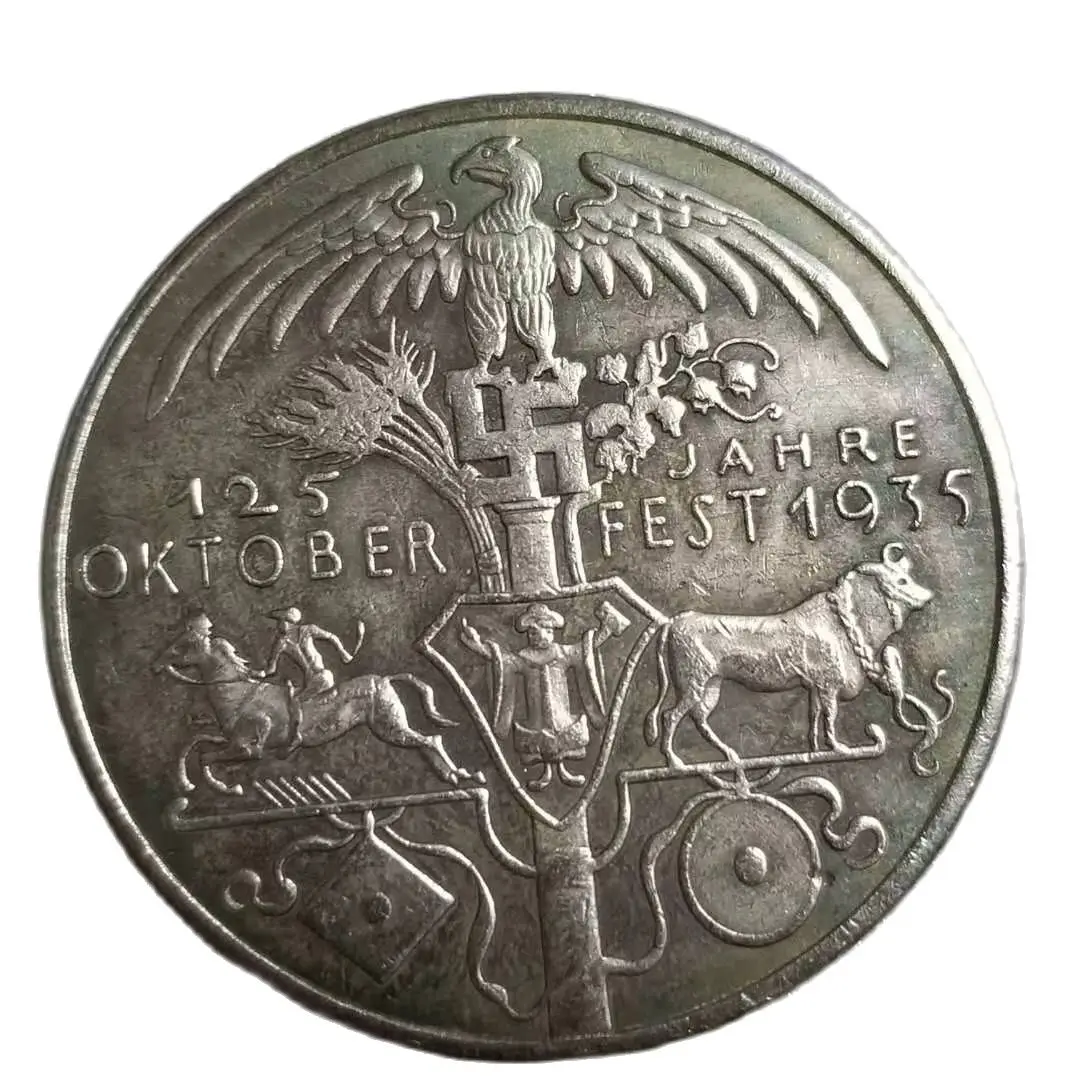 

1935 немецкие посеребренные монеты, копия, коллекционные монеты, украшение для дома, Волшебная монета, удача, игрушечные монеты, рождественск...