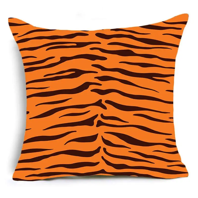 Наволочка для подушки Home Decor Animal Print с принтом леопарда, тигра, зебры, коровы и змеи на диван или кресло, размером 45х45 см.