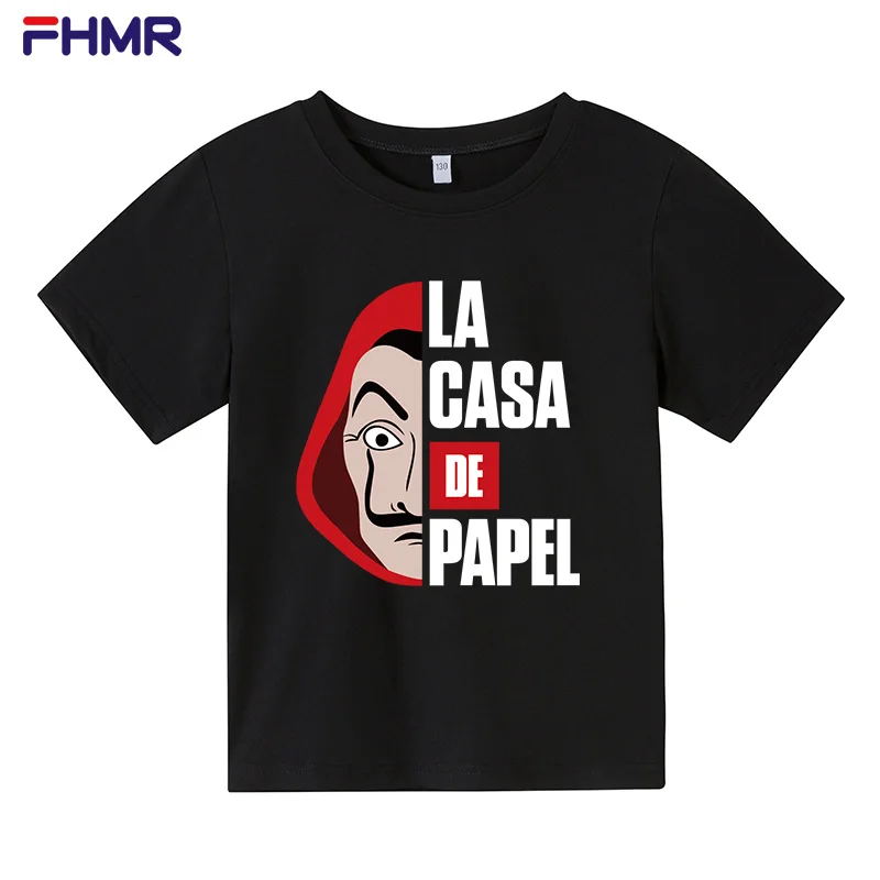 

Футболка La Casa De Papel, хлопковые футболки для грабителей, футболка для ТВ-сериала, Детская футболка с коротким рукавом, забавная футболка для м...