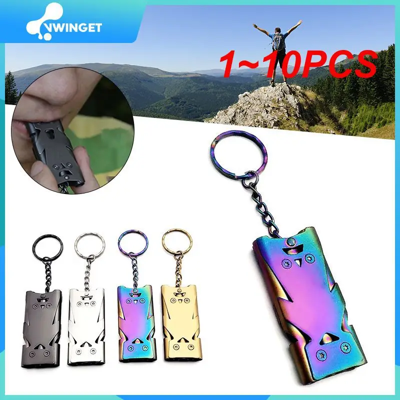 

Свисток с двойной трубкой, брелок с высоким децибелем для выживания на открытом воздухе, многофункциональный инструмент для кемпинга, 1-10 шт.