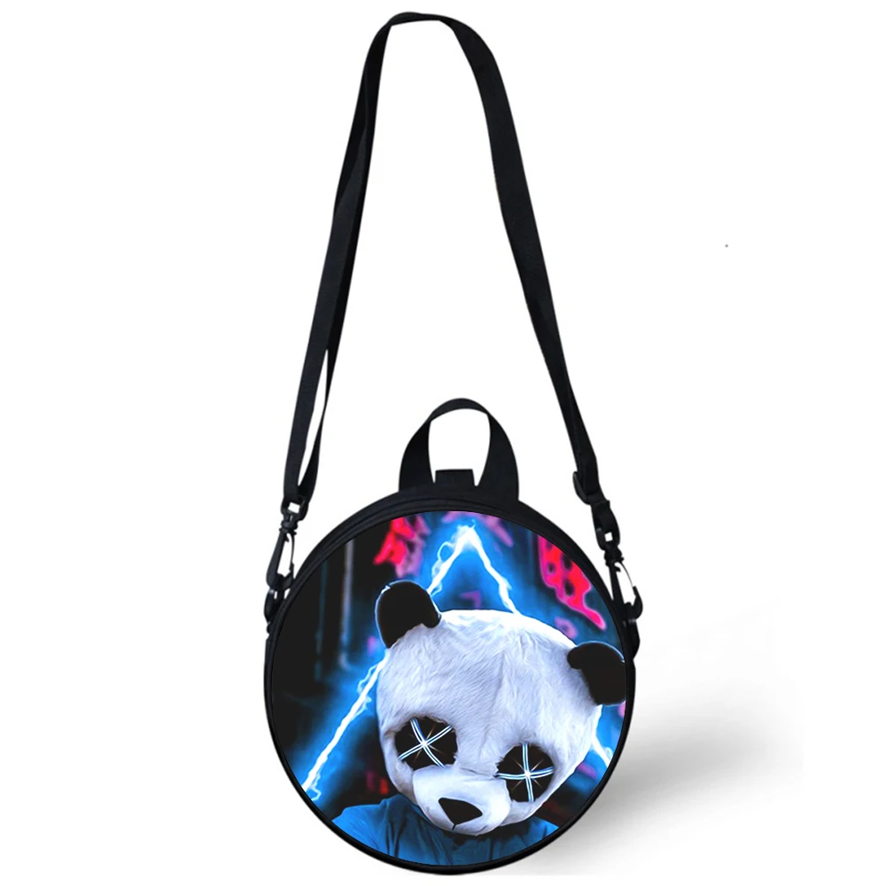 Street fashion panda Child kindergarten Bag 3D Print Crossbody Shoulder Bags For School Women Mini Round Bagpacks Rugtas Bag