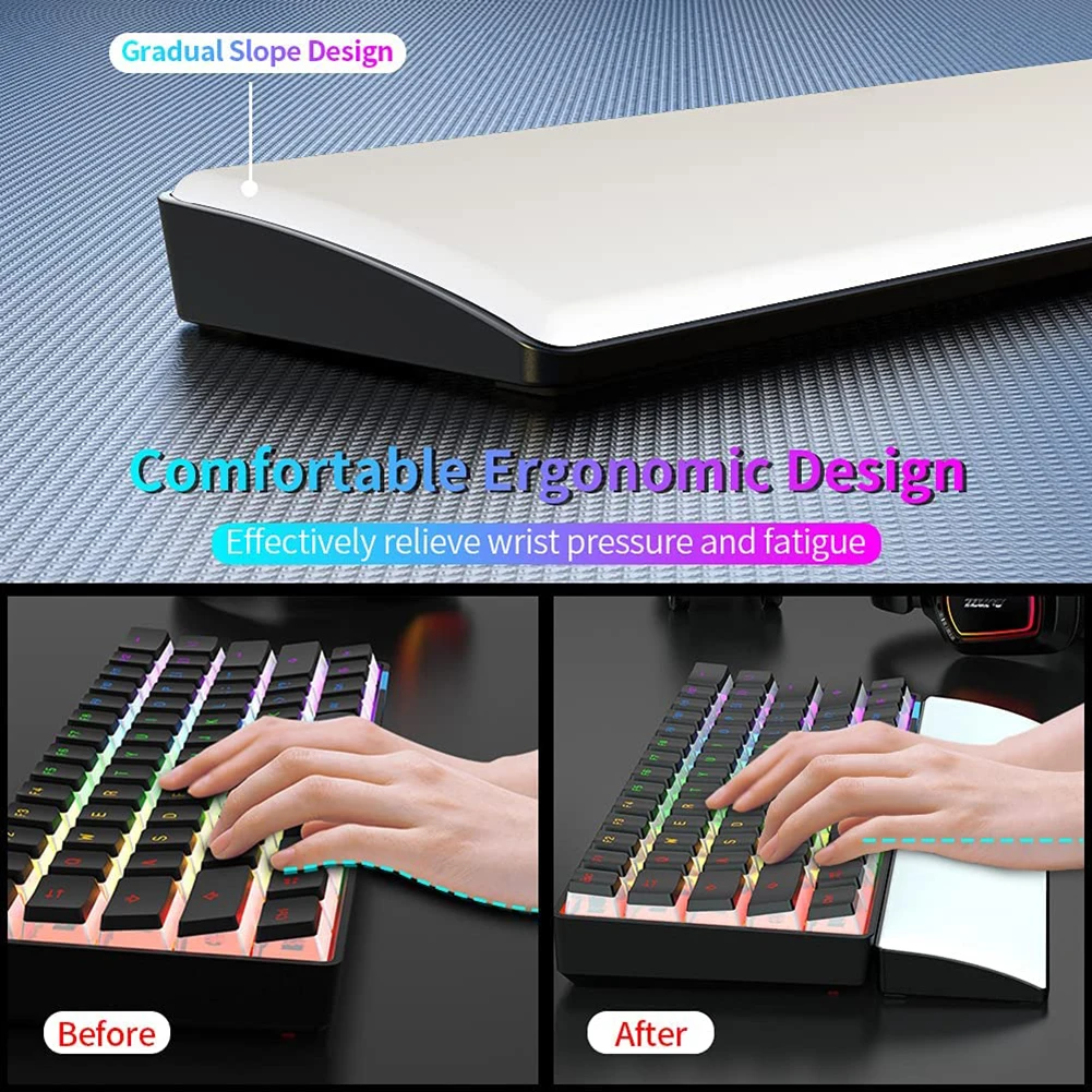 

61/87/104 Keys Mechanical Keyboard Wrist Pad Ajazz Keyboard Wrist Rest Pad Support with Anti-Slip PU Leather Soft Memory Foam