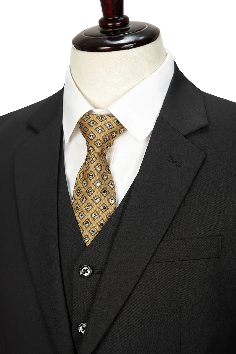 Костюм мужской из тонкой стрейчевой шерсти твист против морщин черный на заказ