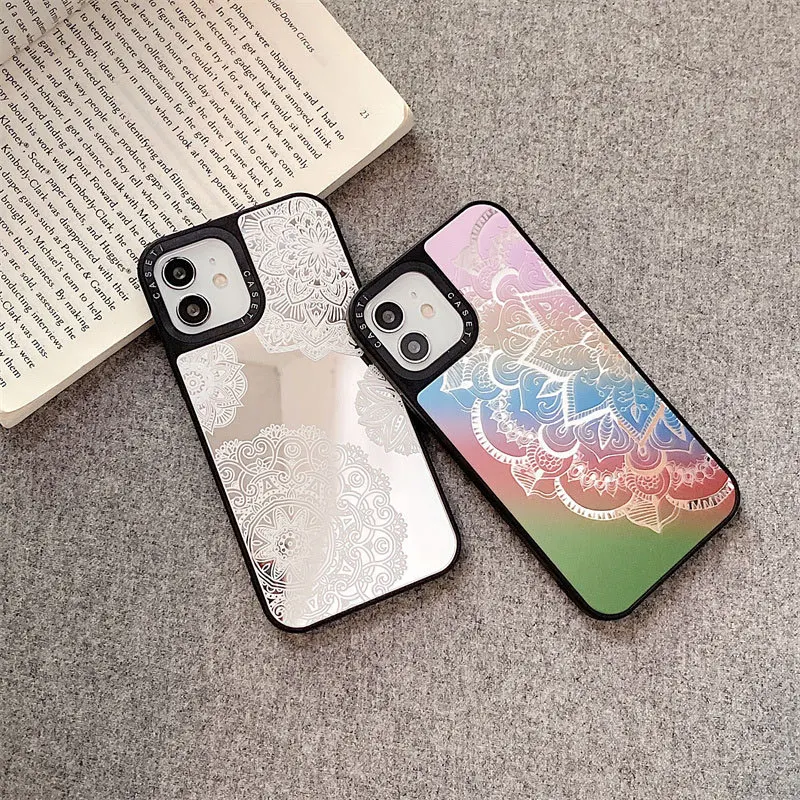 

Lace Flower Mirror Surface Phone Case Cover for IPhone 11 12 13 14 Pro Max Case for IPhone 14 Pro Max