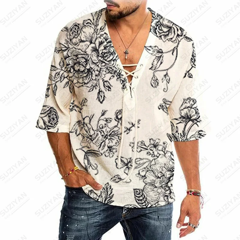 

Fit New Arrivals Ethnic Shirts For Men Free Wholesale Hot-Selling String Vintage England Stand New Features Clothes