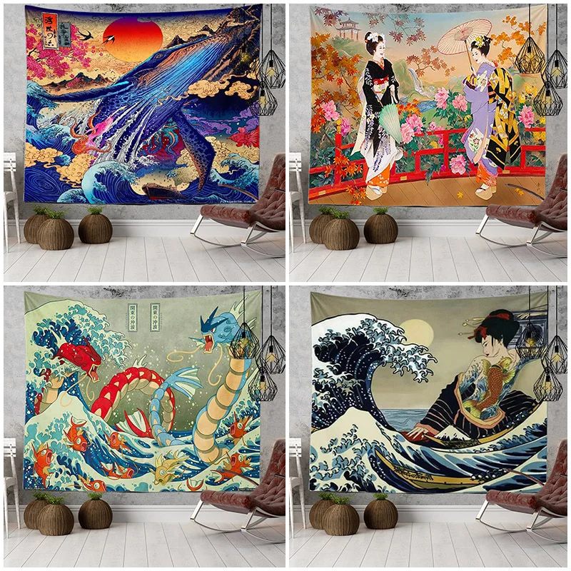 

The Great Wave of Kanagawa Wall Hanging Decoration Household Japanese Printing Tapestry Ukiyo-e Kanagawa Surf Hanging Cloth