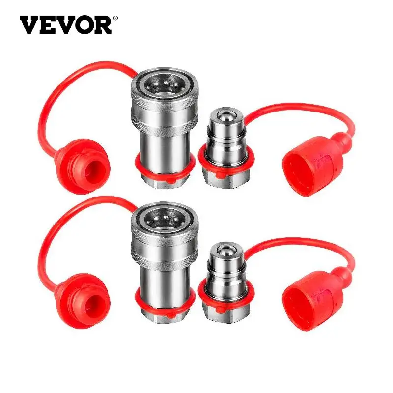 

VEVOR 2 pairshydraulic быстроразъемные Муфты 3/8 "корпус W/ NPT резьба, плоский лицевой Pioneer Ball ISO5675 для большинства погрузчиков с бортовым поворотом