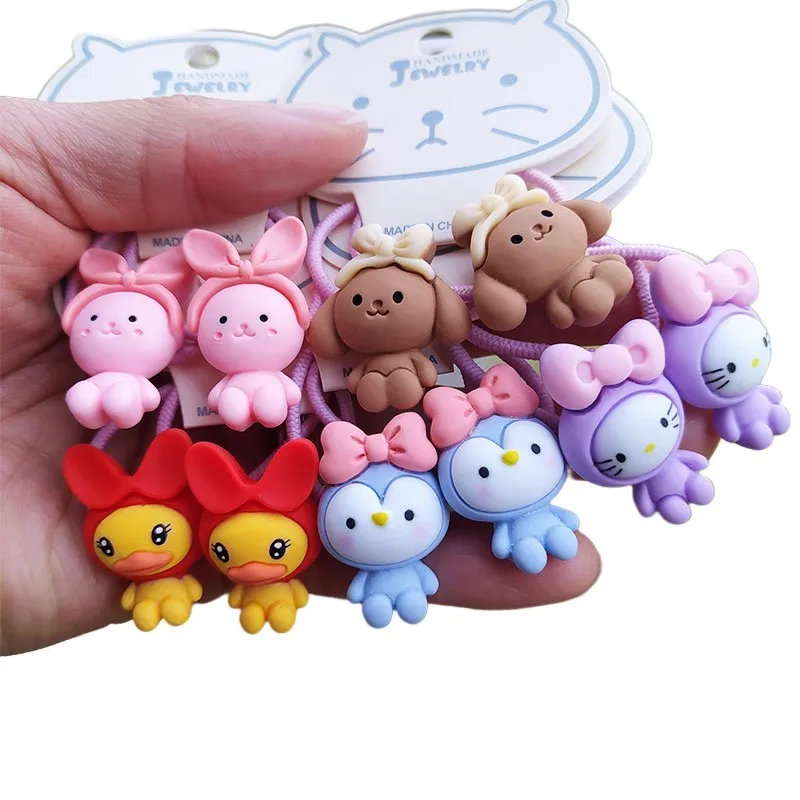 

2PCS Cute Headband Bunny Bear Cartoon Kids Elastic Hair Bands Children Hair Ties Girls Hair Accessories Baby Headdress