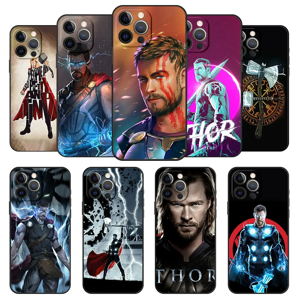 

Official Soft Black Celular Marvel Thor Four Love And Thunder Case Funda for iPhone 8 Plus 11 12 13 Pro Max SE 7 XR XS 2022 8p