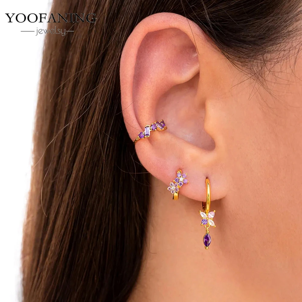 Фото Серьги YOOFANING с цветочным дизайном, модные, из серебра 925 пробы, круглые, женские украшения, подарки для вечеринок и свадеб №1