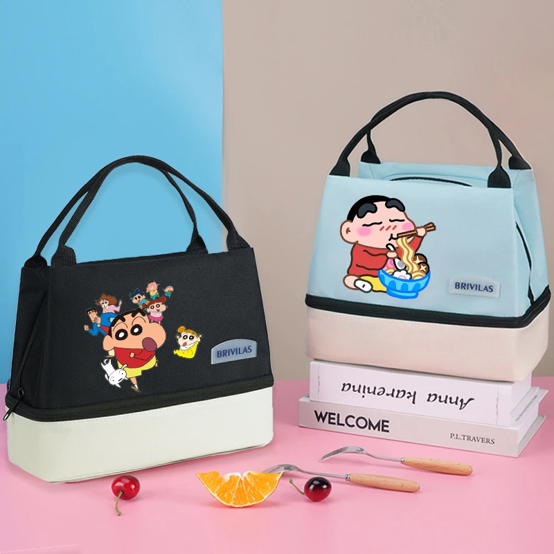 Фото Сумка для обеда Crayon Shin-chan, утепленная сумка для бенто для мужчин и женщин, термосумка для еды с аниме-принтом, студенческая сумка для бенто, сумка для еды, новинка №1