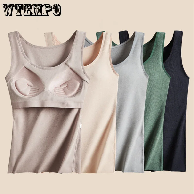 

Зимнее нижнее белье для женщин, Теплые Топы, жилет с подкладкой, тонкий, без рукавов, с круглым вырезом, шерстяное термобелье, сексуальная теплая одежда, внутренняя одежда