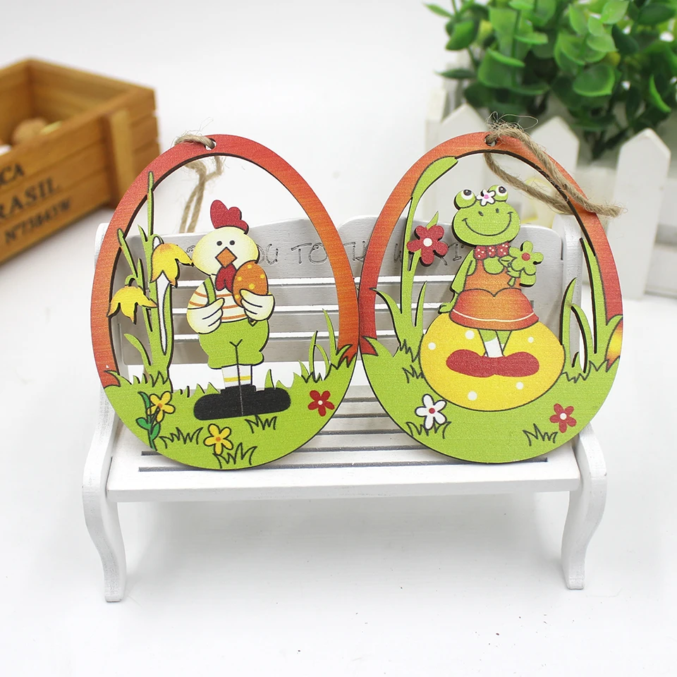 6 шт. деревянные подвески в виде цыпленка кролика и яиц |