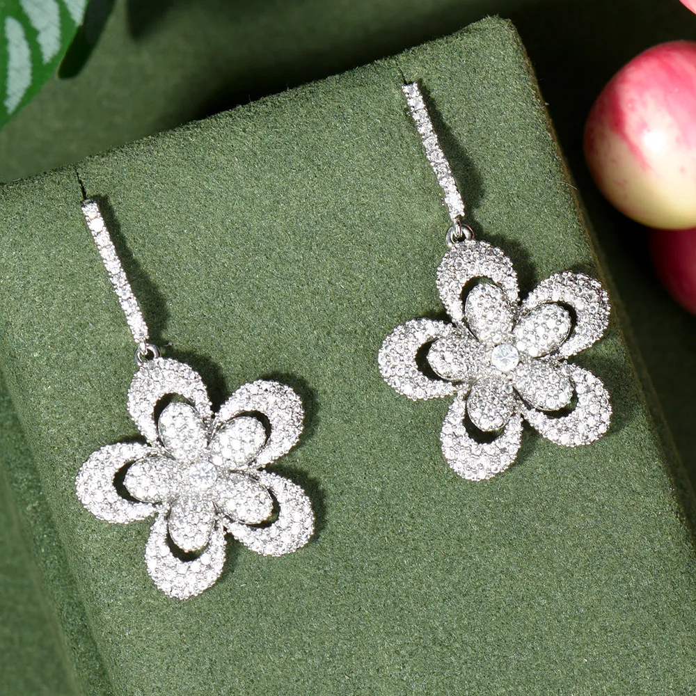 

Модные серьги-подвески с кисточками и цветами для женщин, свадебные ювелирные изделия Dubai для невесты, серьги для женщин, подарки, бижутерия