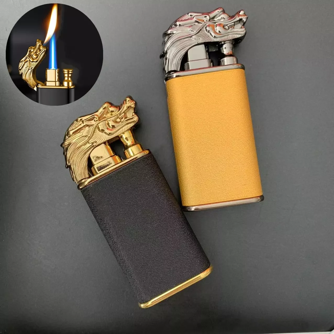 

New Creative Dragon Double Fire Lighter Jet Flame Open Fire Conversion Windproof Inflatable Lighter Novelty Men's Gift