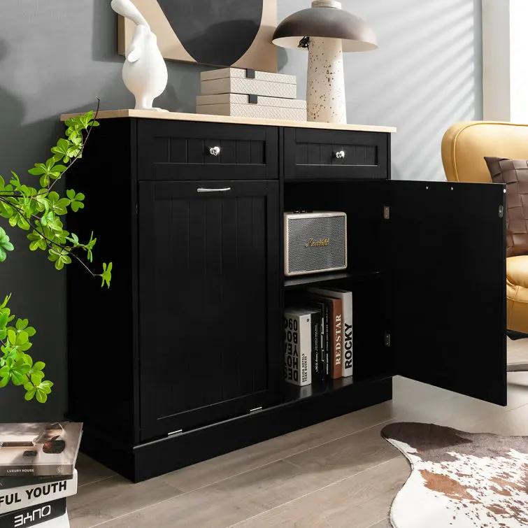 Фото Moderner Multifunktion Aler Küchen Schrank Mit Müll Bravo, 2 Schubladen Und2 Verstell Dua Regalen №3