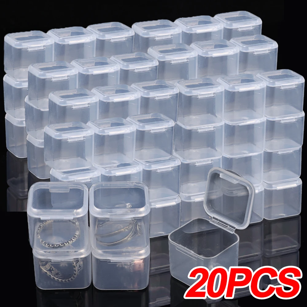 

Mini Storage Box Transparent Square Plastic Container for Bracelet Jewelry Storage Home Portable Groceries Organizer Tools