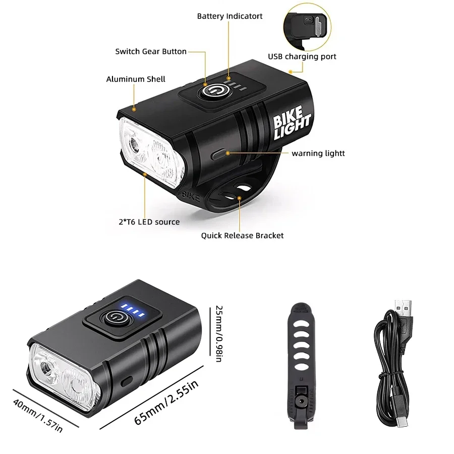 Яркий велосипедный фонарь 10000 лм с зарядкой от USB