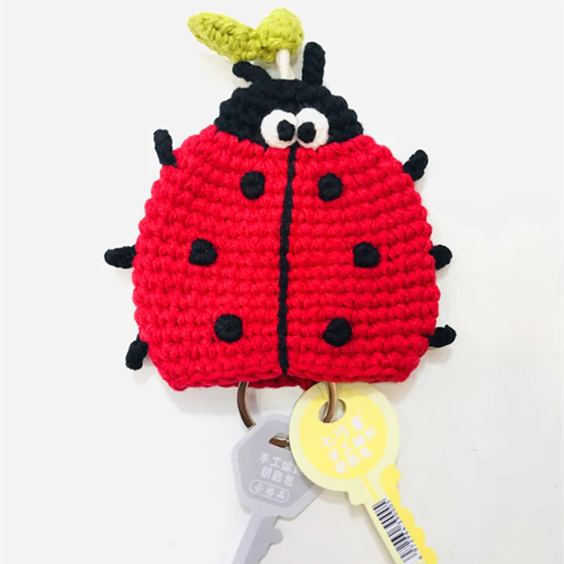 

Hand-knitted car key case cartoon key case woolen knitting mini key protection cover cute mini bag Key Car Portfel Car Key Pouch