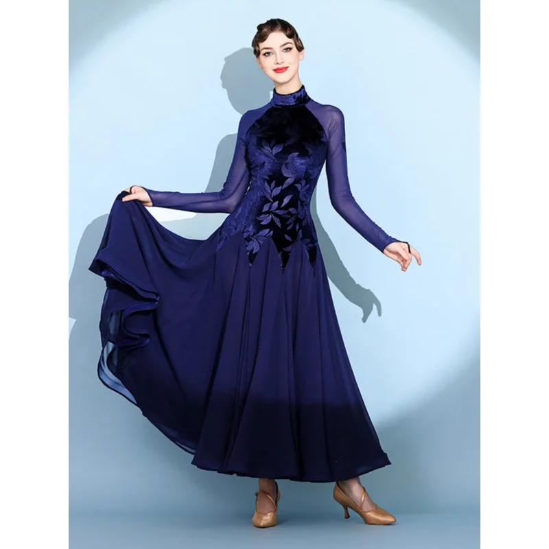 Платье для современных танцев с бархатным принтом модель 2124 года стандартное