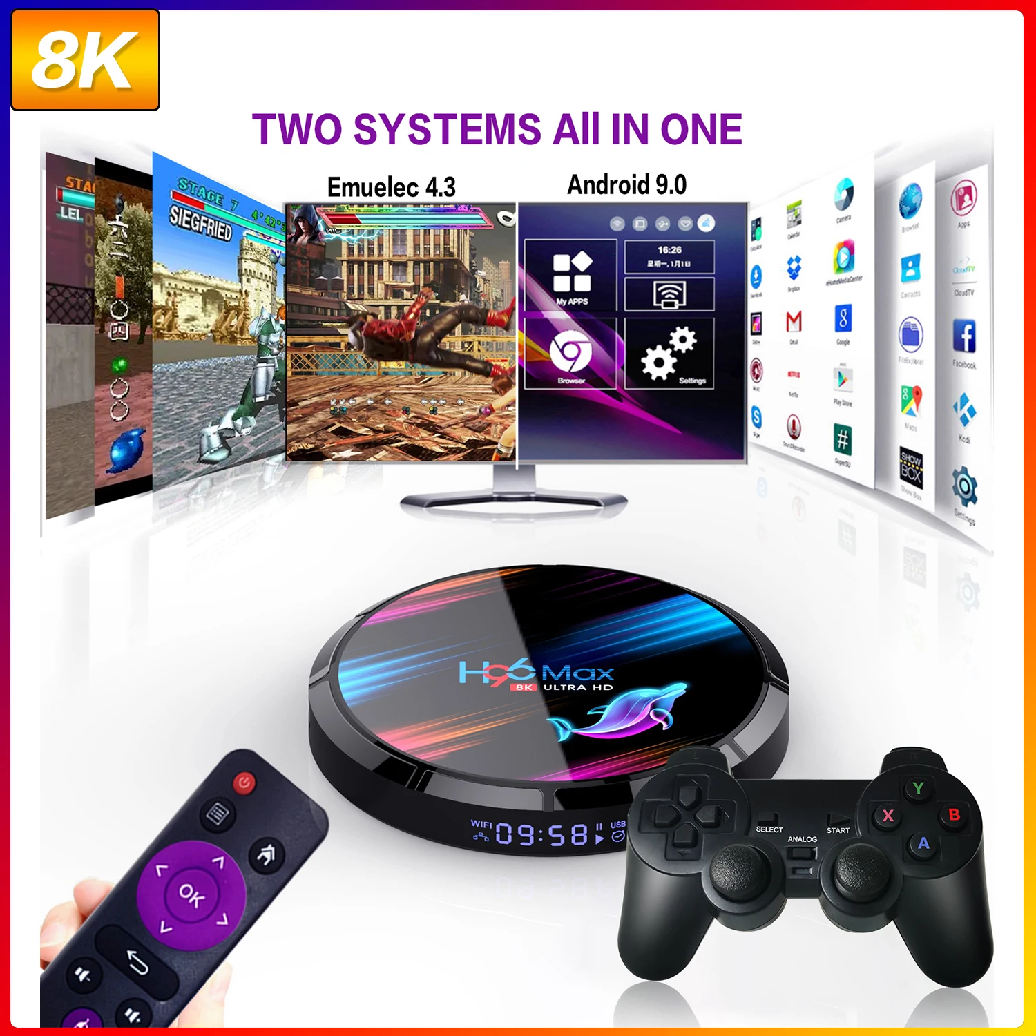 Retro Video Game Console 4K HD H96 Game Box For PS1/PSP/N64/DC/SNES With 50000 Games Game Player TV Box Video Game Box