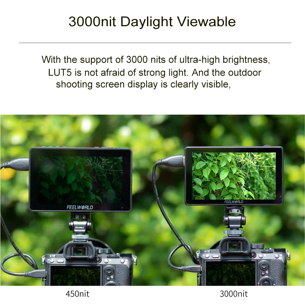 FEELWORLD LUT5 5 5-дюймовый сверхвысокий яркий 3000 нит 4K HDMI входной экран DSLR камера