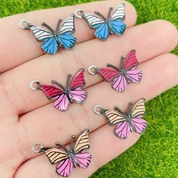 jq 20pcs painted enamel acrylic simulation butterfly charm pendant womens necklace earring accessories jewelry making materials