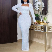 white elegant party dress women long sleeve cut out evening robes floor length luxury lady high waist slim sexy bodycon dresses