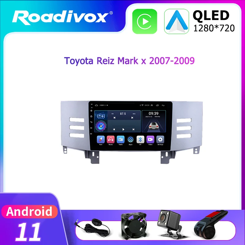 

Автомагнитола 9 дюймов, android 11,0, видеоплеер с gps-навигацией для Toyota Reiz Mark x 2007 2009, мультимедийный стереопроигрыватель